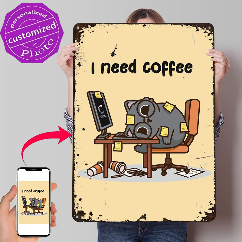 Gaming Accessories That You Need - ฉันต้องการกาแฟ ป้ายโลหะลาย 3 มิติ ตกแต่งผนัง ของขวัญสำหรับตกแต่งห้องแมนเคฟ
