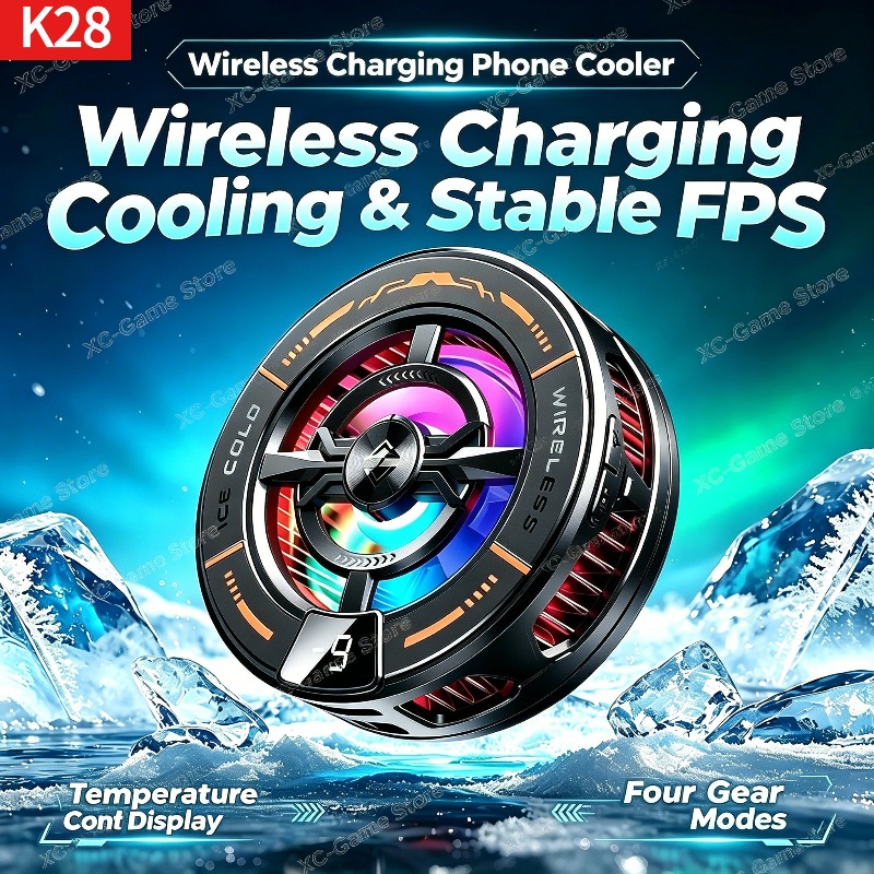 Gaming Zone Accessories - K28 ตัวทำความเย็นโทรศัพท์แบบแม่เหล็กเซมิคอนดักเตอร์พร้อมเครื่องชาร์จเร็วแบบไร้สายอุปกรณ์เสริมสำหรับเล่นเกมสำหรับไอโฟน แม็กเซฟ แอนดรอยด์