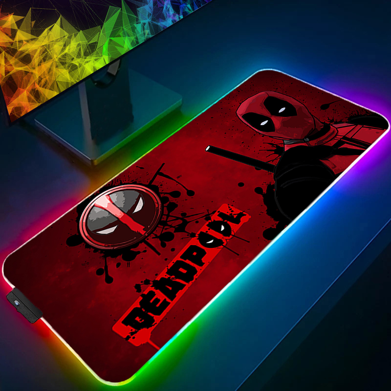 Gaming Zone Accessories - แผ่นรองเมาส์ LED สำหรับเล่นเกม พร้อมไฟแบ็คไลท์ ขอบล็อค ลายอนิเมะ