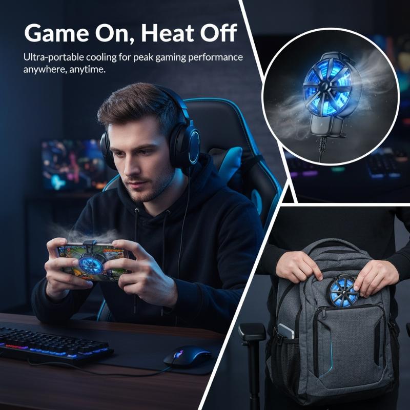 Essential Gaming Accessories - พัดลมระบายความร้อนโทรศัพท์มือถือแบบพกพา อุปกรณ์เสริมสำหรับเล่นเกมที่จำเป็นสำหรับการเล่นกลางแจ้ง