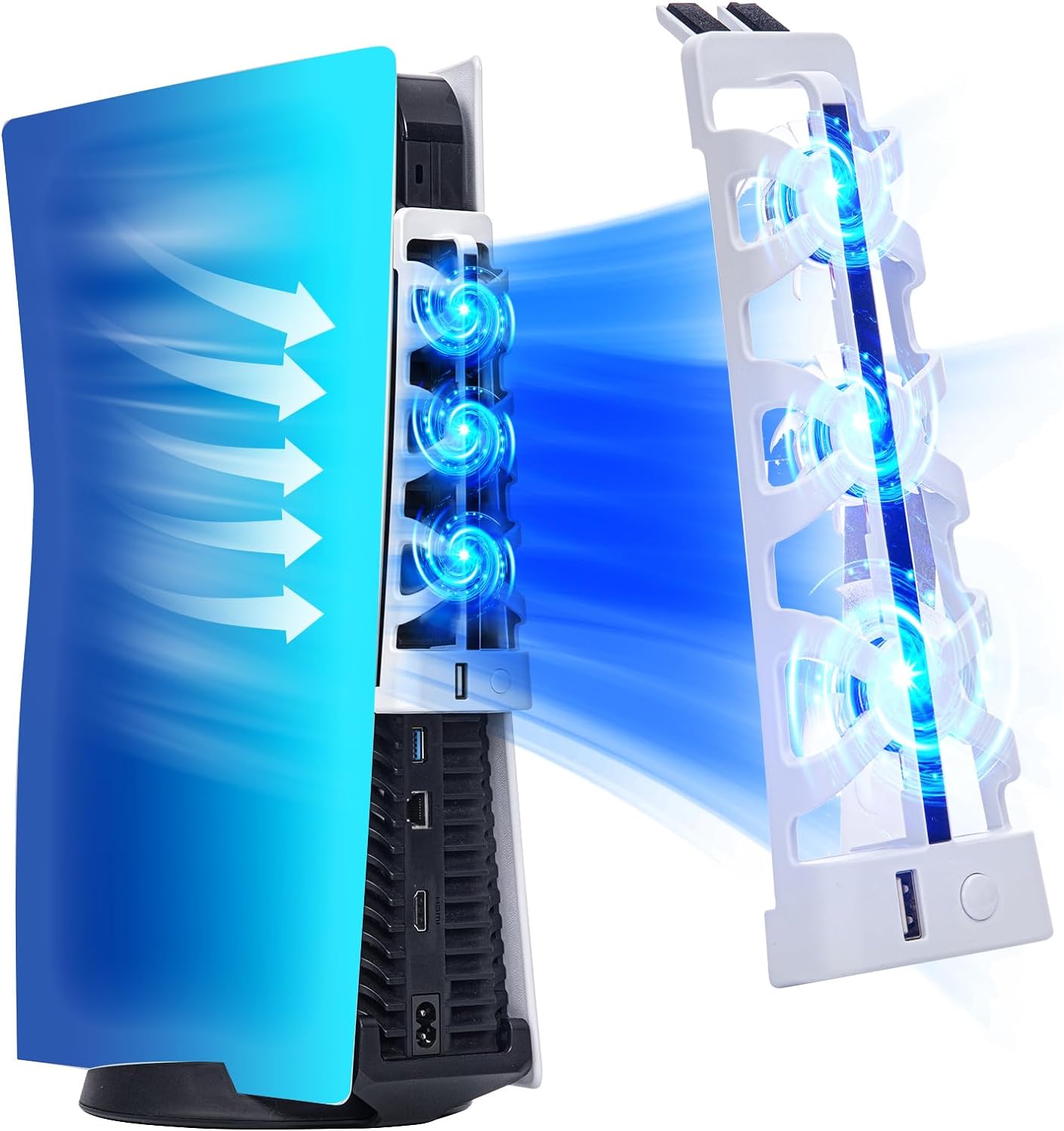 Gaming Zone Accessories - สำหรับพัดลมระบายความร้อน PS5 พร้อมไฟ LED พอร์ต USB