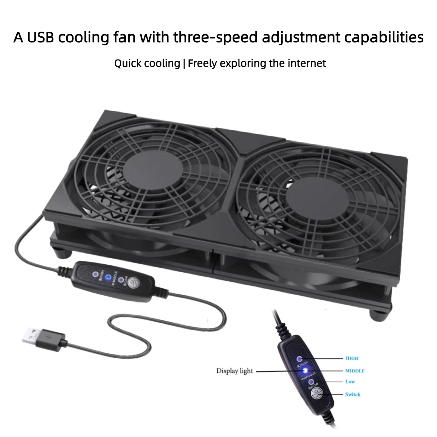พัดลมระบายความร้อนแบบ USB คู่  - Fan Hub Rgb Controller บทวิจารณ์และราคา