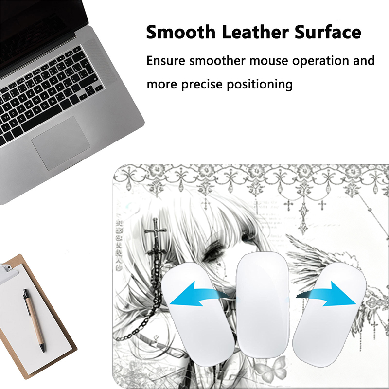 แผ่นรองเมาส์หนังสีดำสีขาวอะนิเ - Gaming Accessories For Desk บทวิจารณ์และราคา